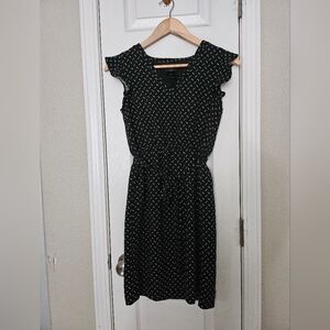 Ann Taylor Black and White V-Neck Midi Sundress